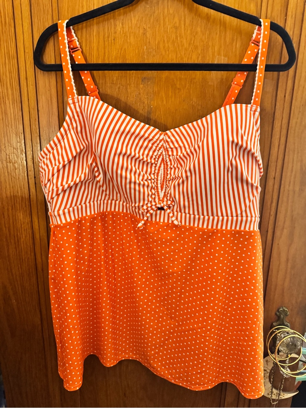 Cacique Orange Striped & Polka Dot Swim Top